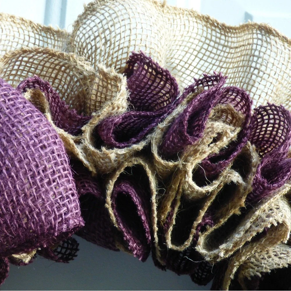 Burlap Wreath with Felt Flowers.